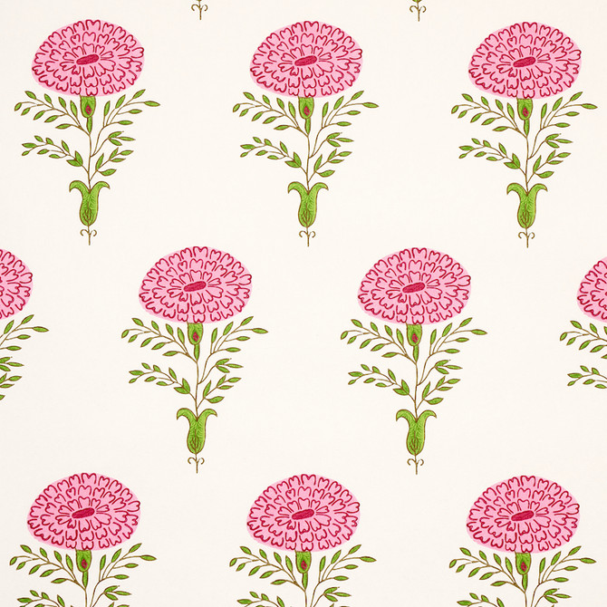 Schumacher Wallcovering Marigold Pink 5012070 Wallcovering Paper UNITED STATES OF AMERICA </p><p>Repeat: H: HORZ. 9" (23CM), V: VERT. 18 1/2" (47CM) 27.5 - My Fabric Connection -