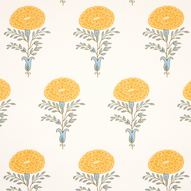 Schumacher Wallcovering Marigold Yellow 5012071 Wallcovering Paper UNITED STATES OF AMERICA </p><p>Repeat: H: HORZ. 9" (23CM), V: VERT. 18 1/2" (47CM) 27.5 - My Fabric Connection -