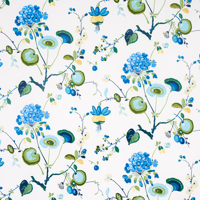 Schumacher Wallcovering Vasily Green & Blue 5013210 Wallcovering Paper </p><p>Repeat: H: HORZ. 34 1/2" (88CM), V: VERT. 20 8/9" (53CM) 34.5 - My Fabric Connection -