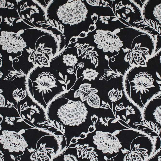 Greenhouse Fabric S5058 Black - 70% Polyester, 30% Cotton India Drapery 8.5" H, 9.45" V 54" - My Fabric Connection -