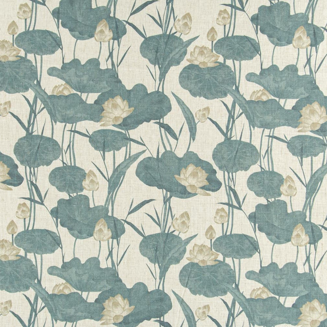 Charlotte Fabric D3347 Lagoon Linen Prints 91% Polyester, 9% Linen Asia Exceeds 100,000 Wyzenbeek Rubs (Heavy Duty) </p><p>Repeat: Horizontal 18" x Vertical 18" 54 Inches - My Fabric Connection -