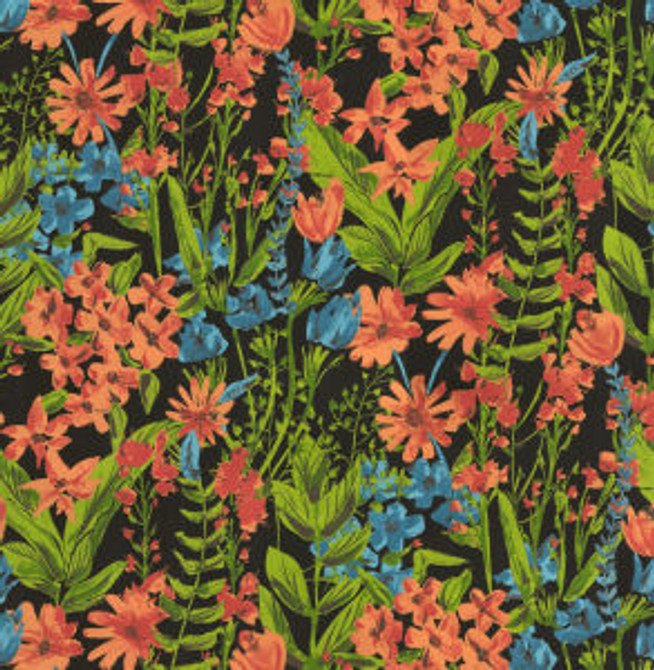 Norbar Fabric Glover Black SUNRISE 100% SPUN POLYESTER TAIWAN 25 1/8"V 26 7/8"H 54 - My Fabric Connection -