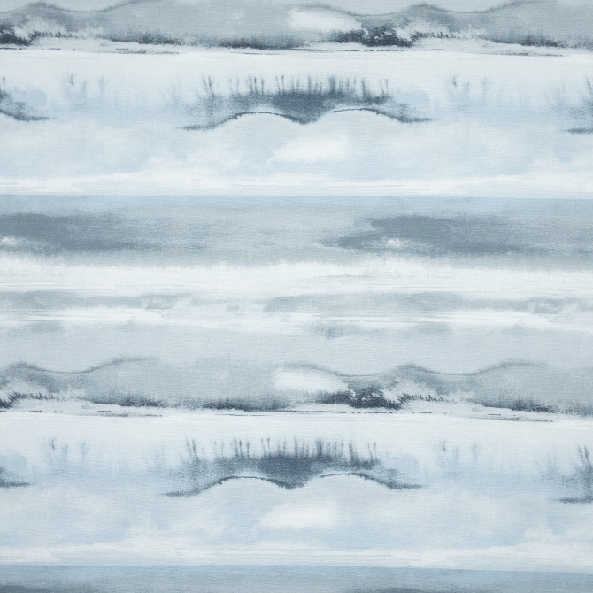 Stout Fabric Manmore 1 Lake COMFORTABLE LIVING HAZE/NAVY 100%COT SOUTH KOREA Horizontal: 13.500 and Vertical: 13.250 54 in - My Fabric Connection -