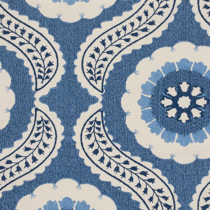 Stout Fabric Nora 1 Bluebird Fabric 100%Cot %Pemb India </p><p>Repeat: H: 12.75, V: 0.25 50.5 in - My Fabric Connection -