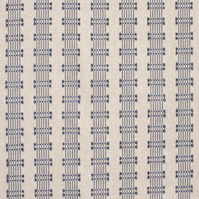 Carole Fabric Over The Tracks Blue Artisan Base: 81% Cotton, 19% Poly. Embr: 100% Cotton INDIA 2.13" V, 4" H 54.75" - My Fabric Connection -