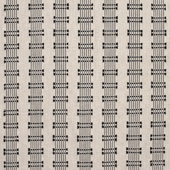 Carole Fabric Over The Tracks Noir Artisan Base: 81% Cotton, 19% Poly. Embr: 100% Cotton INDIA 2.13" V, 4" H 54.75" - My Fabric Connection -