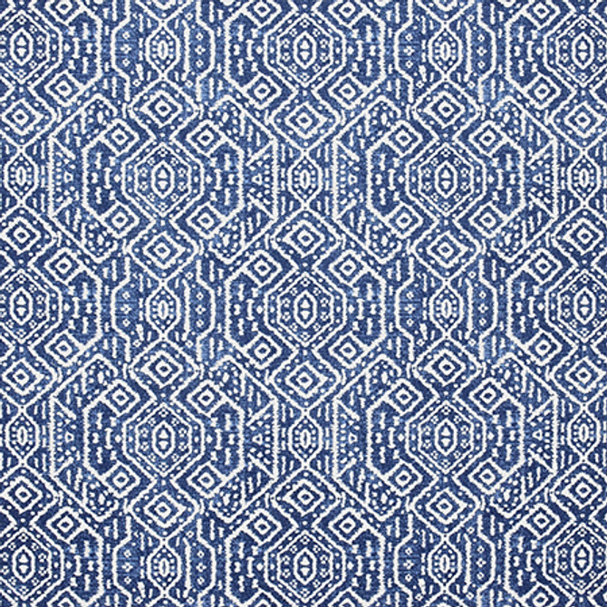 Carole Fabric Rare Example Navy Artisan 100% Cotton PAKISTAN 12 1/2" V, 13 1/2" H HD 56.5" - My Fabric Connection -