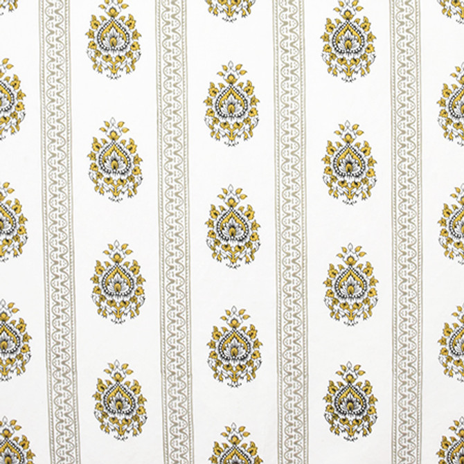 Road To Royalty Turmeric by Carole Designer Fabric Artisan 54% Linen, 46% Cotton INDIA 7,000 Martindale Circular Rubs 7" V, 17 3/8" H 54" - Swanky Fabrics -