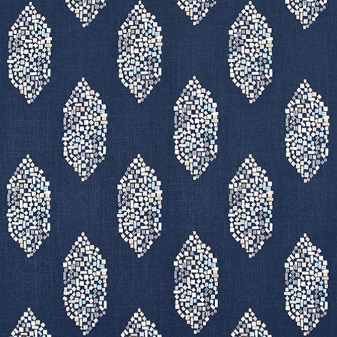 Carole Fabric Confetti Party Ink Bluebell 36% Polyester, 26% Cotton, 22% Viscose, 16% Linen China 11 3/4" V, 8 1/2" H 52" - My Fabric Connection -