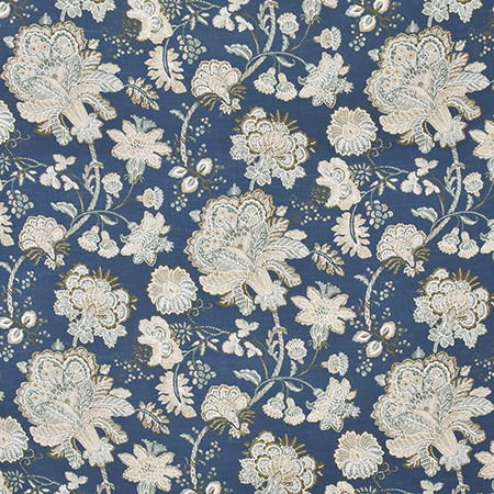 Know The Plot Indigo by Carole Designer Fabric Bluebell 55% Linen, 45% Viscose-Soil Repellent S Korea 12,000 Wyzenbeek Double Rubs 27" V, 27 3/8" H HD 55.5" - Swanky Fabrics -