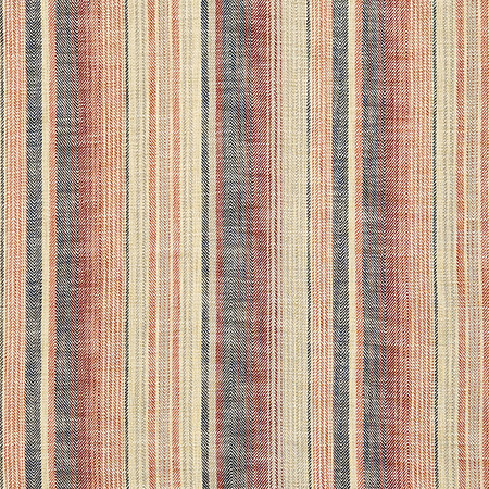 Carole Fabric Boardwalk Stripe Henna Blue Dawn & Dusk 100% Polyester India 13 1/2" H 55" - My Fabric Connection -