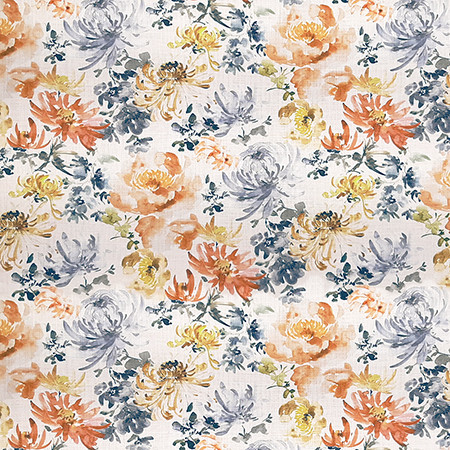 Carole Fabric Flower Party Copper Dawn & Dusk 100% Cotton India 27" V, 13 1/2" H HD 54" - My Fabric Connection -