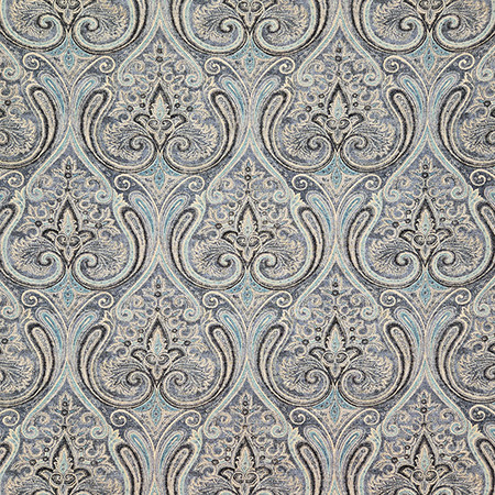 Paisley Place Indigo by Carole Designer Fabric Dawn & Dusk 75% Cotton, 25% Linen Pakistan 27,000 WYZENBEEK DOUBLE RUBS 18" V, 6 1/2" H HD 54" - Swanky Fabrics -