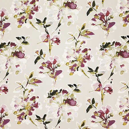 Quiet Garden Amethyst by Carole Designer Fabric Dawn & Dusk 100% Cotton India 25,000 WYZENBEEK DOUBLE RUBS 24" V, 13 3/4" H HD 54" - Swanky Fabrics -