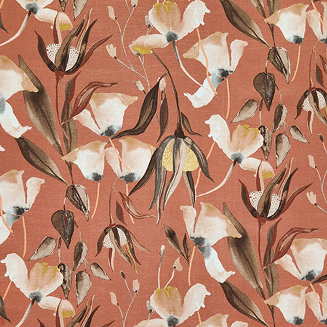 Tropical Garden Brick by Carole Designer Fabric Dawn & Dusk 51% Linen, 49% Cotton-Washed Uk 18,000 MARTINDALE CIRCULAR RUBS 25"V, 18" H HD 52" - Swanky Fabrics -