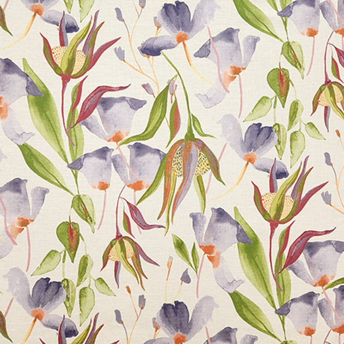 Carole Fabric Tropical Garden Lavender Dawn & Dusk 51% Linen, 49% Cotton-Washed Uk 25"V, 18" H HD 52" - My Fabric Connection -