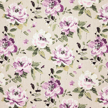 Trust Your Heart Plum by Carole Designer Fabric Dawn & Dusk 100% Polyester India 60,000 WYZENBEEK DOUBLE RUBS 25" V, 13 1/2" H HD 55" - Swanky Fabrics -