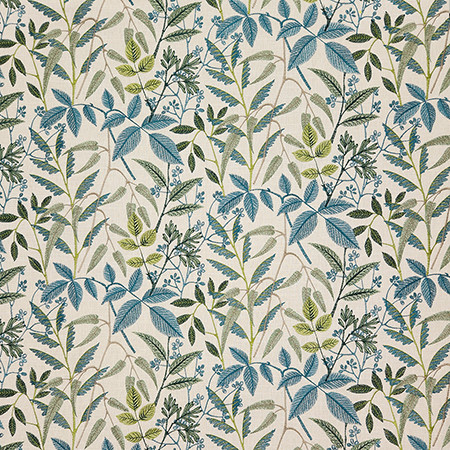 Carole Fabric My Friends Teal Dewdrop Base: 58% Cotton, 42% Polyester. Embr: 100% Rayon India 12 1/2" V, 12 1/2" H HD 50" - My Fabric Connection -