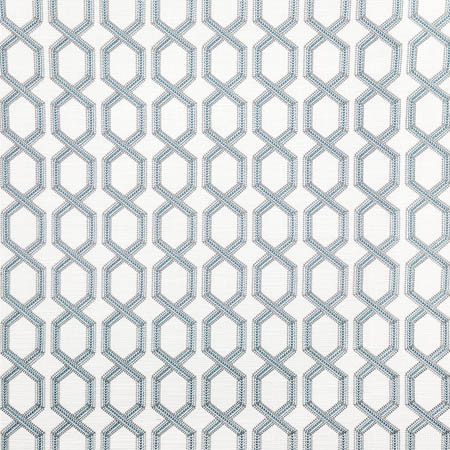 Carole Fabric Next To Me Aegean Dewdrop Base: 97% Polyester, 3% Linen. Embr: 100% Polyester India 4 1/2" V, 4 1/4" H 52" - My Fabric Connection -