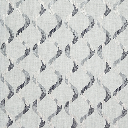 Patched In Lake by Carole Designer Fabric Dewdrop Base: 100% Polyester. Embr: 100% Polyester India 30,000 WYZENBEEK DOUBLE RUBS 9 1/2" V, 5 1/4" H 53" - Swanky Fabrics -