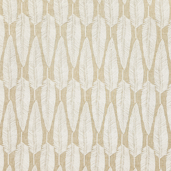 Lucky Feather Cloud by Carole Designer Fabric Earth & Stone Base: 70% Polyester, 30% Cotton. Embr: 100% Polyester India 20,000 WYZENBEEK DOUBLE RUBS 9 1/4" V, 3 3/4" H 54" - Swanky Fabrics -