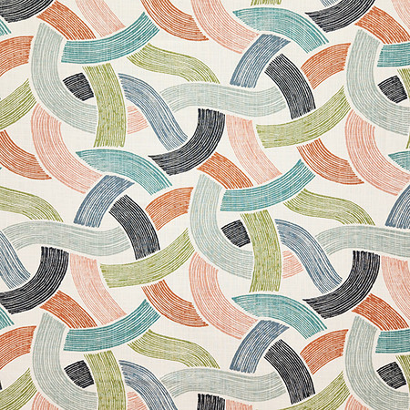 Carole Fabric Through The Bends Coral Evergreen 100% Cotton-SSR Pakistan 25 1/4" V, 13 1/2" H HD 54" - My Fabric Connection -