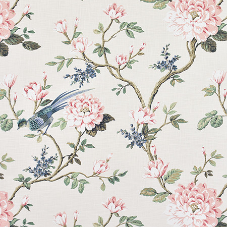 Garden Bird Silk by Carole Designer Fabric Harvest 100% Cotton-Soil Repellent Pakistan 50,000 Wyzenbeek Double Rubs 25 1/8" V, 27"H 56" - Swanky Fabrics -