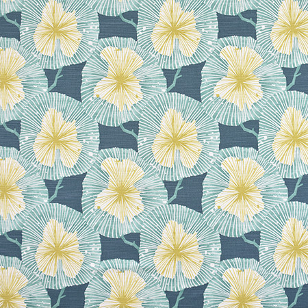 Behind The Leaves Indigo by Carole Designer Fabric Jade 100% Cotton-SSR Pakistan 12,000 Wyzenbeek Double Rubs 12 5/8" V, 13 1/2" H 54" - Swanky Fabrics -