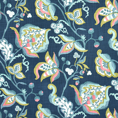 Carole Fabric Hidden Path Indigo Jade 100% Cotton-SSR Pakistan 25 1/4" V, 13 1/2" H HD 54" - My Fabric Connection -