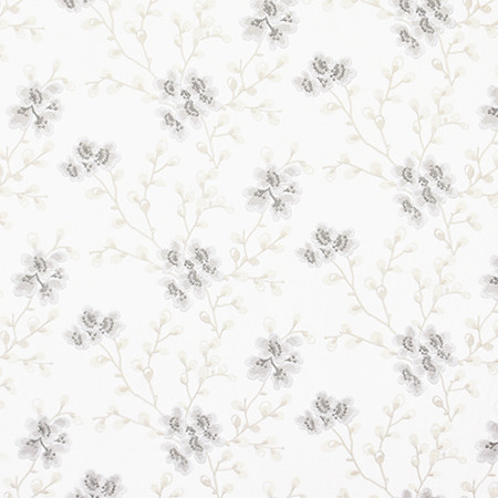 Carole Fabric Darling Blooms Blanco Moonstone 52% Cotton, 48% Polyester India 9 1/4" , 26 3/8" H HD 52.75" - My Fabric Connection -