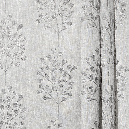 Carole Fabric Act Of Kindness Slate Perfect Balance Base: 36% Ctn,35% Linen,17% Visc,12% Poly. Embr: 50% Visc,50% Ctn India 9 1/2" V, 6 1/4" H HD 52" - My Fabric Connection -