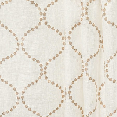 Coffee Run Tumbleweed by Carole Designer Fabric Perfect Balance Base: 100% Linen. Embr: 100% Viscose India N/A 8" V, 6 7/8" H 52" - Swanky Fabrics -