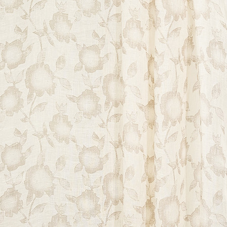 Cottage Roses Natural by Carole Designer Fabric Perfect Balance 100% Linen India N/A 7 1/4" V, 6" H 54" - Swanky Fabrics -