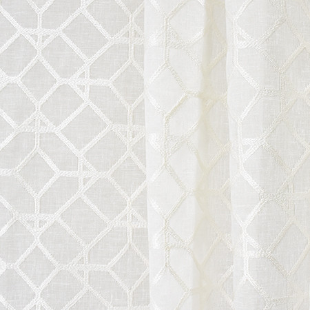 Love For All White by Carole Designer Fabric Sheer Luxury Base: 80% Polyester, 20% Cotton. Embr: 100% Viscose INDIA N/A 6 1/2" V, 6 1/4" H 104" - Swanky Fabrics -