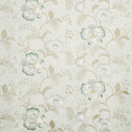 Beside Me Mermaid by Carole Designer Fabric Wallflower Base: 77% Polyester, 23% Cotton. Embr: 100% Rayon INDIA 6,000 Wyzenbeek Double Rubs 12 3/8" V, 26" H 51.75" - Swanky Fabrics -