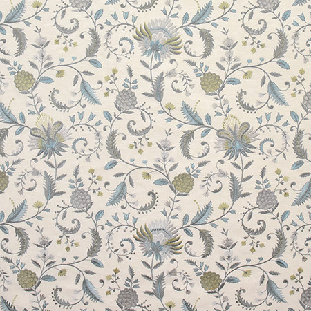 Dare Me Spa by Carole Designer Fabric Wallflower Base:76% Polyester, 24% Cotton. Embr: 100% Viscose INDIA Base:51,000 Wyzenbeek Double Rubs. Embroidery: 10,000 Wyzenbeek Double Rubs 19 3/8" V, 17" H 52" - Swanky Fabrics -