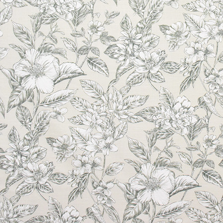 Island Blooms Ecru by Carole Designer Fabric Wellington 100% Cotton SPAIN 30,000 Wyzenbeek Double Rubs 27" V, 13 1/2" H HD 54" - Swanky Fabrics -