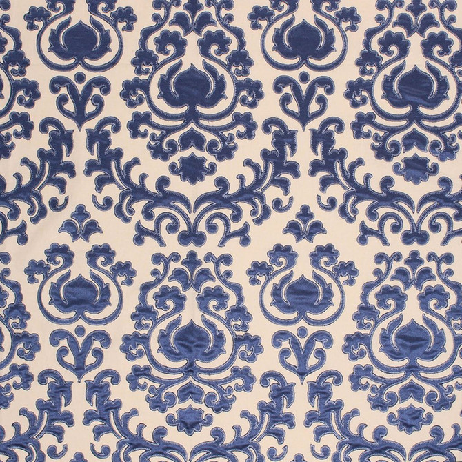 RM CoCo Fabric Trocadéro Damask Sapphire Prive Vol 3 73% Polyester 27% Cotton See Sample 0 Horizontal: 17 and Vertical: 18.88 54 - My Fabric Connection -