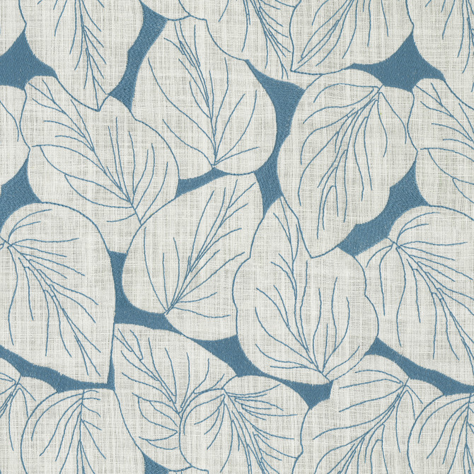 PKL Studio Fabric Philodendro Emb Aegean 412580 Base 70% Polyester, 30% Cotton Emb 100% polyester India 51000 Horizontal: 12.8 and Vertical: 15.5 54 - My Fabric Connection -