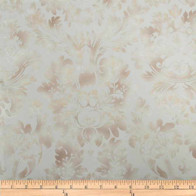 Europatex Fabric Embellished Damask White Embellished 100% Polyester 13" H, 24" V 118.00 inches - My Fabric Connection -