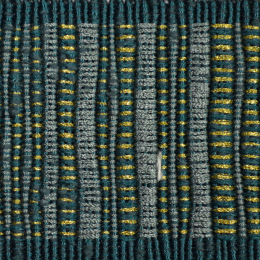 Europatex Fabric Legacy Tape Emerald Legacy 64% Cotton / 26% Rayon / 5% Linen / 5% Metallic yarns China See Sample Horizontal: N/A and Vertical: N/A 2.50 inches  - My Fabric Connection -