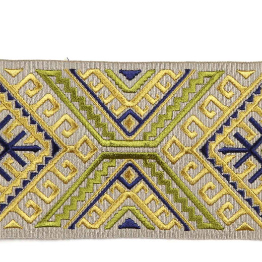 Europatex Fabric Vaduz - Lime Tapes Galore 100% Polyester China See Sample Horizontal: N/A and Vertical: N/A 3.50 inches  - My Fabric Connection -