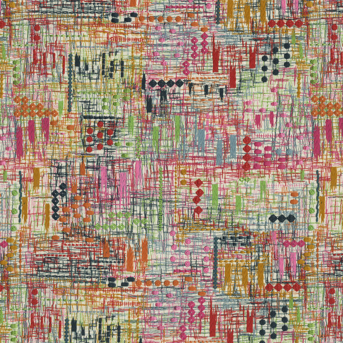 PKL Studio Fabric Handmade Emb Carnival 470810 - Base: 100% cotton EMB: 80% polyester, 20% rayon India 51000 Horizontal: 16.5 and Vertical: 15 54 - My Fabric Connection -