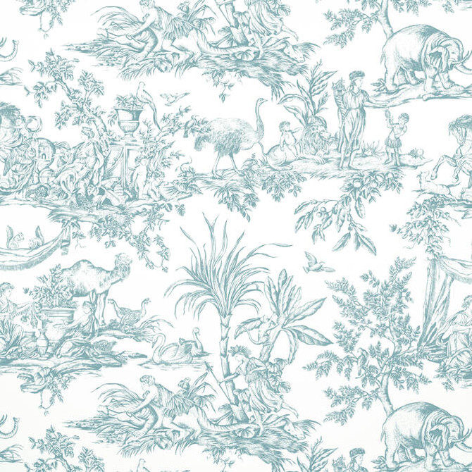 Anna French Fabric Antilles Toile Spa Blue AF15170 Fabric 100% Cotton ITALY 10000 </p><p>Repeat: V: 44.5 54 - My Fabric Connection -