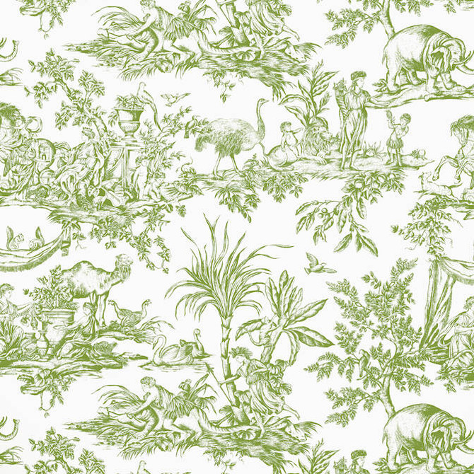 Anna French Fabric Antilles Toile Green AF15172 Fabric 100% Cotton ITALY 10000 </p><p>Repeat: V: 44.5 54 - My Fabric Connection -