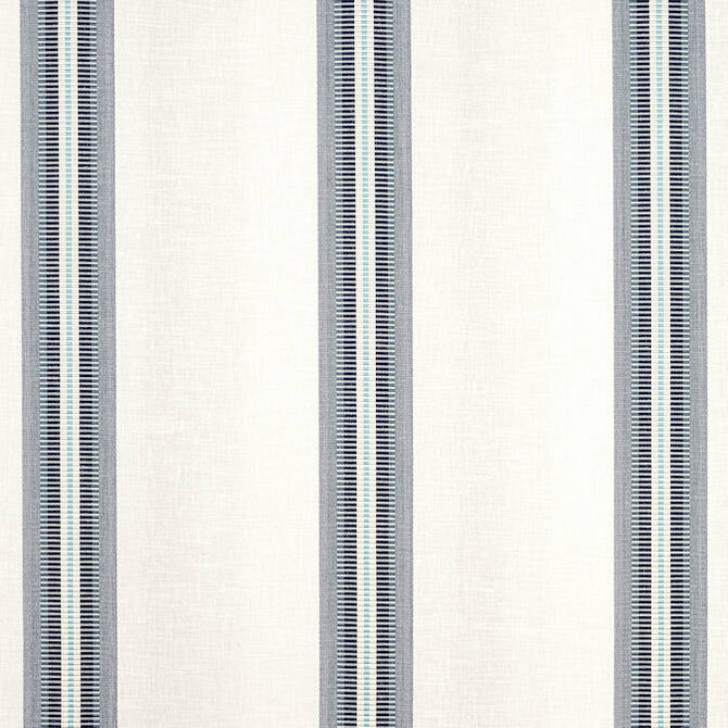 Thibaut Fabric Stanley Stripe Ocean FWW7156 Fabric 85% Polyester, 15% Linen TURKEY - </p><p>Repeat: V: - 117 - My Fabric Connection -