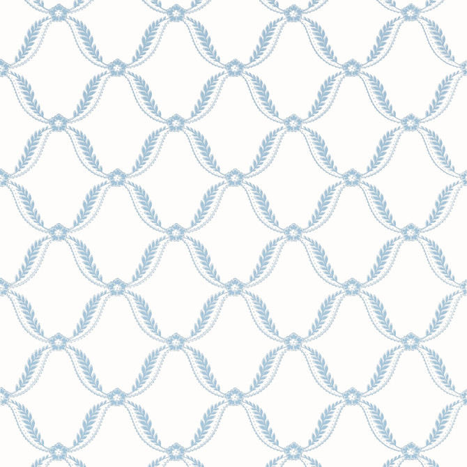 Anna French Wallpaper Tate Trellis Soft Blue AT57881 Wallpaper </p><p>Repeat: V: 6.25"(15.88 cm) 27.00"(68.58 cm) - My Fabric Connection -