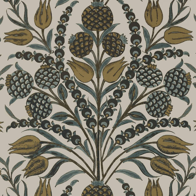 Thibaut Wallpaper Corneila Grey and Gold T72604 Wallpaper Wallpaper U.S.A. - </p><p>Repeat: V: 25.25 27 - My Fabric Connection -