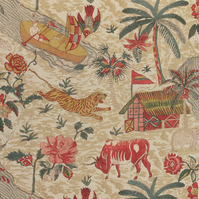 Thibaut Fabric Tiger Reserve Wheat F910233 Fabric 52% Cotton, 48% Linen ITALY - </p><p>Repeat: V: 25 54 - My Fabric Connection -