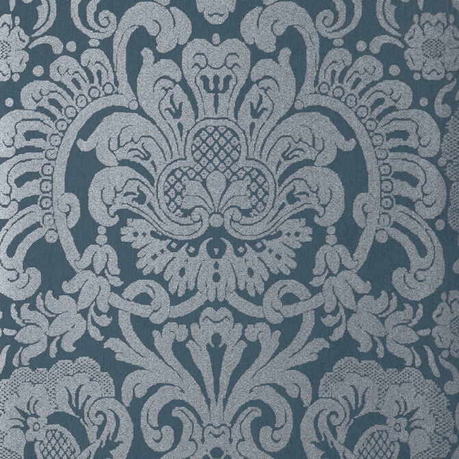 Thibaut Wallpaper Dorian Damask Navy T89107 Wallpaper Non Woven Wallpaper BELGIUM - </p><p>Repeat: V: 25 20.5 - My Fabric Connection -